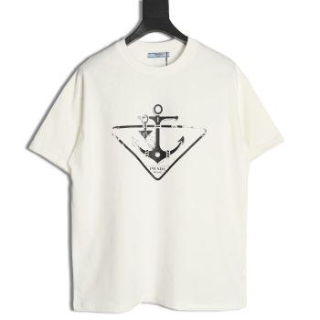Prada Classic Anchor Triangle Print Round Neck T-Shirt