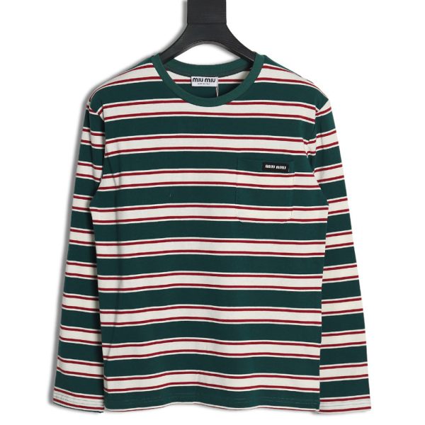 Miu Miu striped pocket long-sleeved T-shirt TSK1