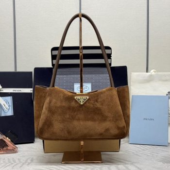 Prada suede shoulder bags 1BA444 10.5*28*16cm