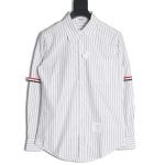 Thom Browne Cotton Vertical Stripe Double Ribbon Long Sleeve Shirt