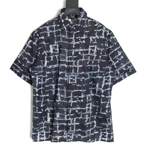 Fendi 24SS linen full print short-sleeved shirt