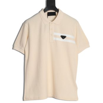 Prada chest triangle logo double bars short sleeve polo shirt