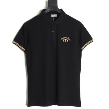 Dior CD gold embroidered letters Polo short sleeve TSK1
