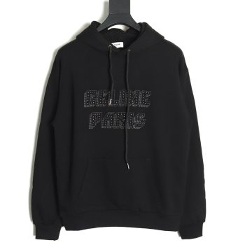 Celine Rivet Diamond Lettering Hoodie