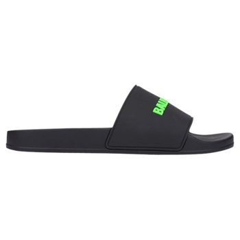 Balenciaga Rubber Slides 'Black Fluo Green'