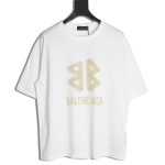 Balenciaga Yellow Tape Double B Letter Short Sleeve