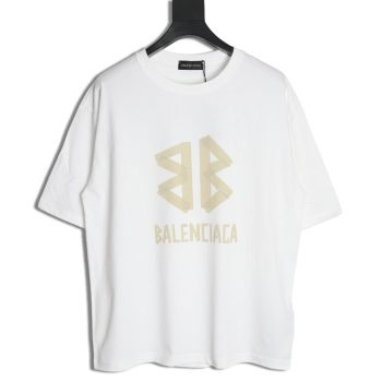 Balenciaga Yellow Tape Double B Letter Short Sleeve