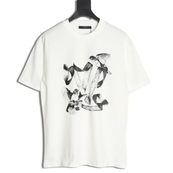 Louis Vuitton White Dove Print Short Sleeve T-shirt