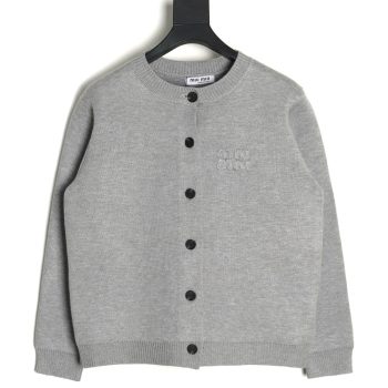 Miu Miu Minimalist Lettering Cardigan Sweater