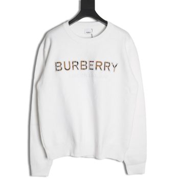 Burberry Check Lettering Embroidery Knitted Pullover