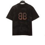 Balenciaga distressed mud dyed double B printed short sleeves TSK2