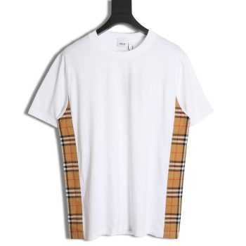 Burberry B logo embroidered plaid patchwork T-shirt