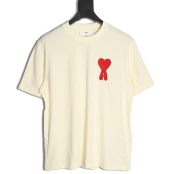 Ami Paris Towel Embroidered Heart Short Sleeve T-shirt