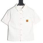 Louis Vuitton leather label pocket short sleeve denim shirt