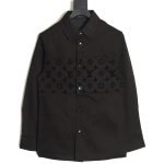 Louis Vuitton paneled black flocked shirt TSK1