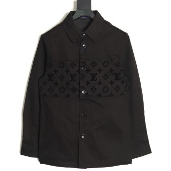Louis Vuitton paneled black flocked shirt TSK1
