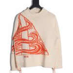 Dior 23Fw orange space element jacquard embroidered crew neck sweater
