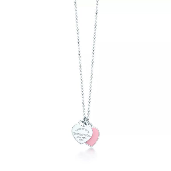 Tiffany Pink Double Heart Tag Pendant