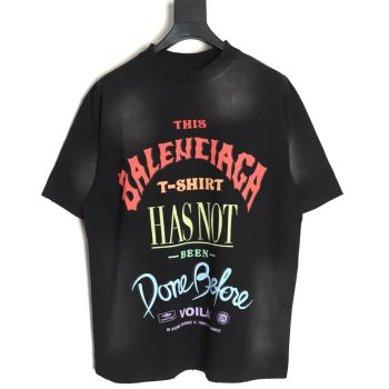Balenciaga letter foam print washed distressed short-sleeved T-shirt TSK2