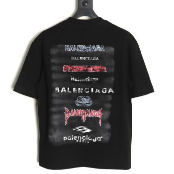Balenciaga Back mottled multi-line lettering short sleeves TSK1
