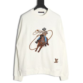 Louis Vuitton Western Denim Heavy Embroidery Crewneck Sweatshirt