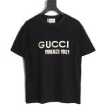 Gucci classic 1921 letter embroidered logo pattern short sleeve TSK1