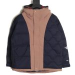 The North Face colorblock print zip-up hooded down jacket TSK1