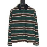 Prada Green Striped Long Sleeve Polo Shirt