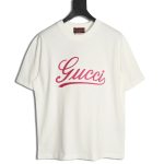 Gucci cursive logo embroidered short sleeves