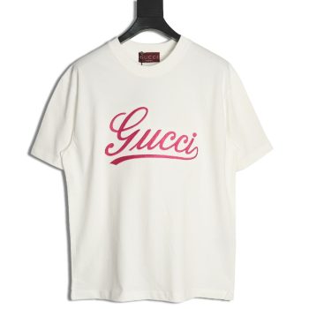 Gucci cursive logo embroidered short sleeves