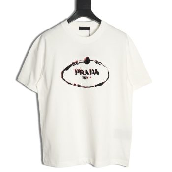 Prada hand-painted badge 3D embroidery short sleeves