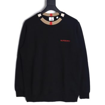 Burberry color block crew neck monogram embroidered long sleeve sweatshirt