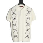 Gucci Double G jacquard cable-knit Polo short sleeves