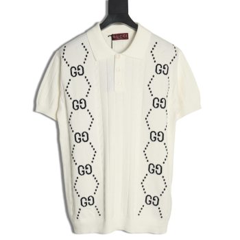 Gucci Double G jacquard cable-knit Polo short sleeves