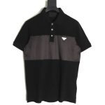 Prada triangle logo nylon patchwork Polo short sleeve