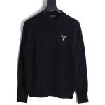 Prada 23FW machine embroidered lettering crew neck sweater