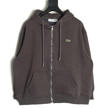 Lacoste crocodile embroidered logo fleece zip-up jacket TSK3