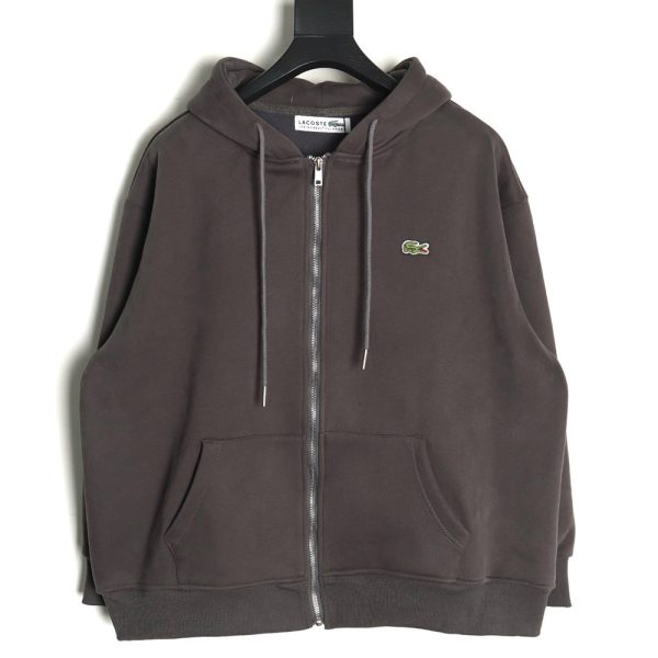 Lacoste crocodile embroidered logo fleece zip-up jacket TSK3