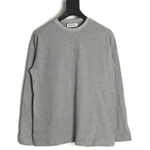 Miu Miu Embroidered Cotton Long Sleeve T-Shirt TSK1