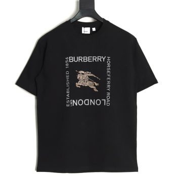 Burberry Square Letter Gold Warhorse Printed Short Sleeve T-Shirt TSK1