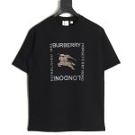 Burberry Square Letter Gold Warhorse Printed Short Sleeve T-Shirt TSK1