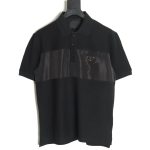 Prada patchwork triangle logo short-sleeved polo shirt