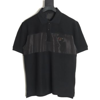 Prada patchwork triangle logo short-sleeved polo shirt