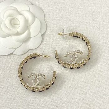 Chanel Double C Logo Round Earrings AB7844