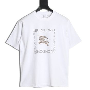 Burberry Square Letter Gold Warhorse Printed Short Sleeve T-Shirt