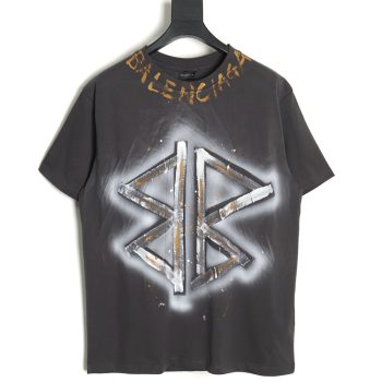 Balenciaga washed hand-painted lettering round neck T-shirt
