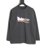 Balenciaga Blurred Coke Print Washed Ripped Long Sleeves TSK2