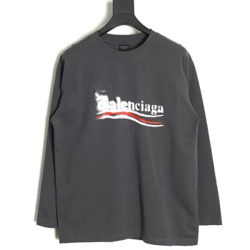 Balenciaga Blurred Coke Print Washed Ripped Long Sleeves TSK2