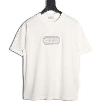 Dior Silver Logo Embroidered Short Sleeve T-Shirt
