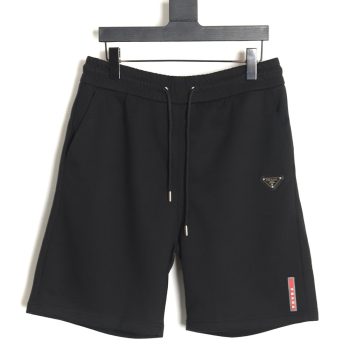 Prada triangle logo red rubber shorts